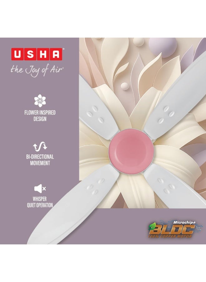 أوشا USHA New Bloom Series Lily Nova (Inspired by Lily) 4-Blade BLDC Ceiling Fan with Bi-Directional Feature | Sleep/Boost/Timer Modes | RF Remote | Dust-Resistant | Whisper-Quiet (White & Light Pink) - Image 3